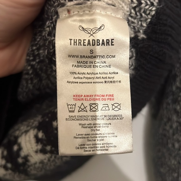 Threadbare Navy High Zip Neck Jumper - Picture 3 of 3